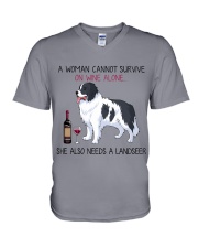 Wine and Landseer 2 V-Neck T-Shirt thumbnail