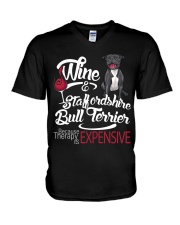 Staffordshire Bull Terrier - Therapy is expensive V-Neck T-Shirt thumbnail