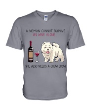Wine and Chow Chow 2 V-Neck T-Shirt thumbnail
