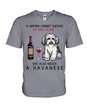 Wine and Havanese 2 V-Neck T-Shirt thumbnail