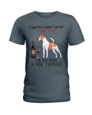 Wine and Fox Terrier 2 Ladies T-Shirt thumbnail