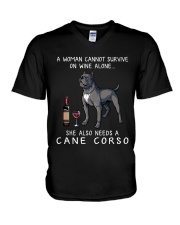 Wine and Cane Corso 3 V-Neck T-Shirt thumbnail