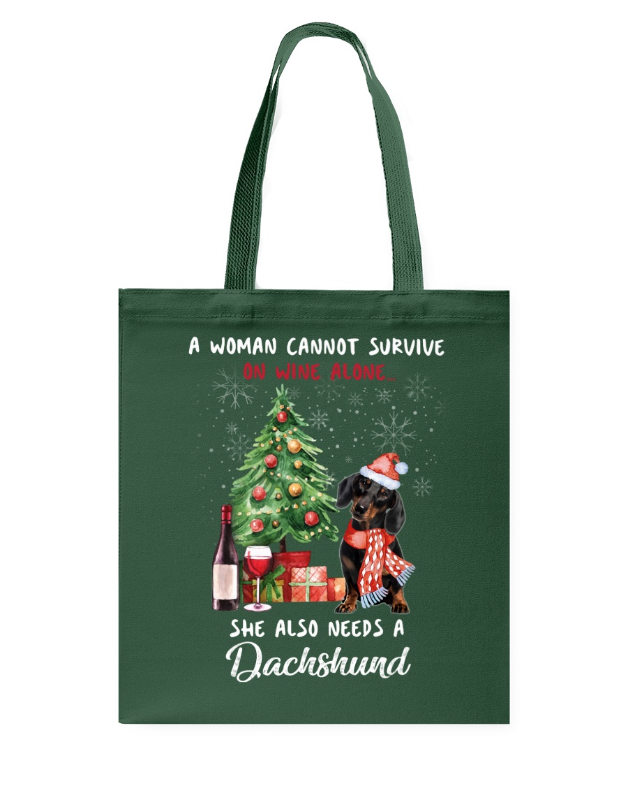 Christmas Wine and Dachshund Tote Bag