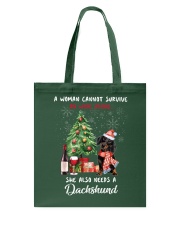 Christmas Wine and Dachshund Tote Bag front