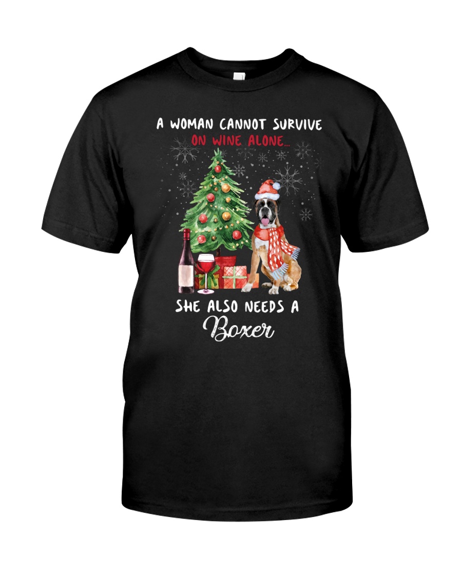 Christmas Wine and Boxer Classic T-Shirt