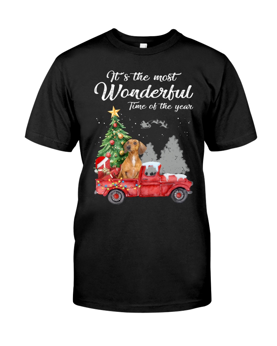 Wonderful Christmas with Truck - Dachshund Classic T-Shirt