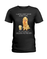 Beer and Golden Retriever Ladies T-Shirt thumbnail