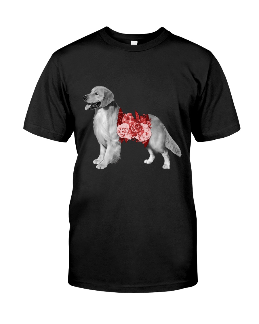Flower and Golden Retriever Classic T-Shirt