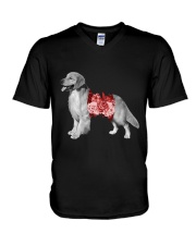 Flower and Golden Retriever V-Neck T-Shirt thumbnail