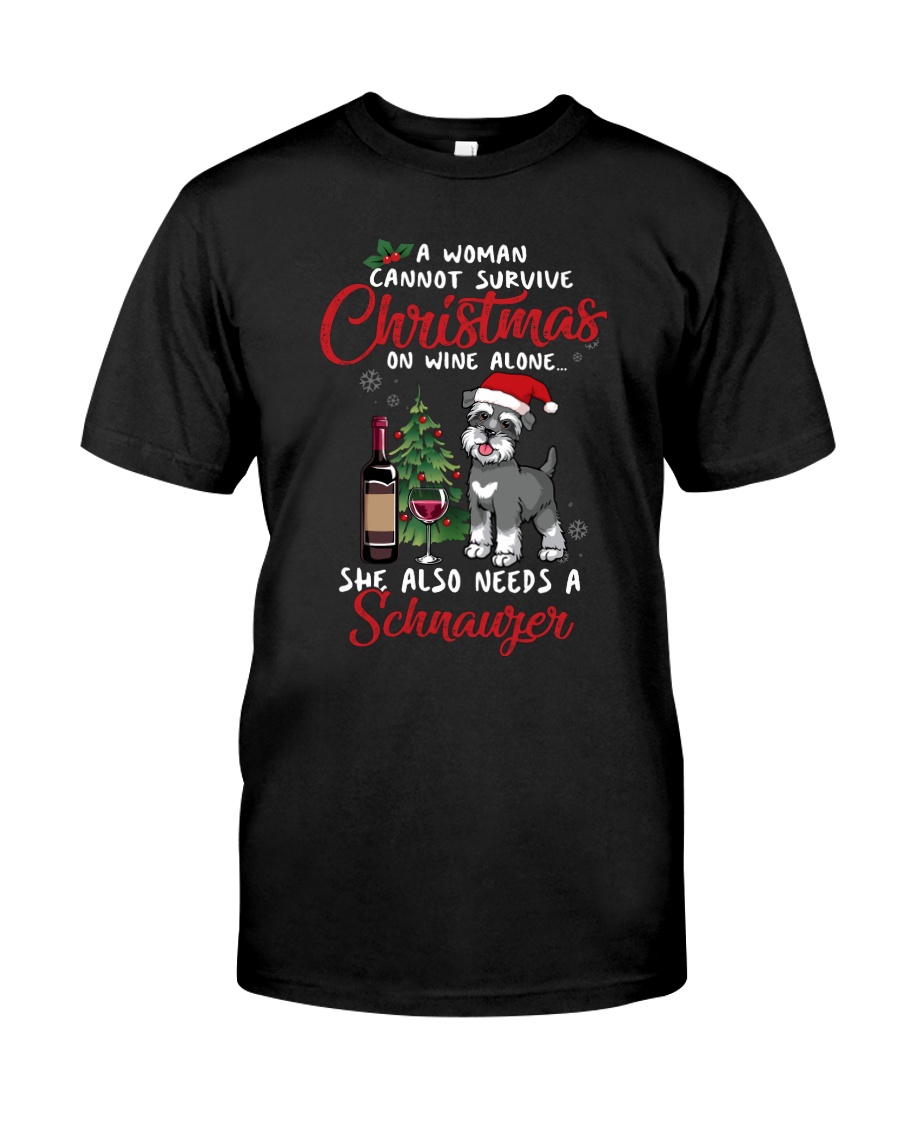 Christmas - Wine and Schnauzer Classic T-Shirt