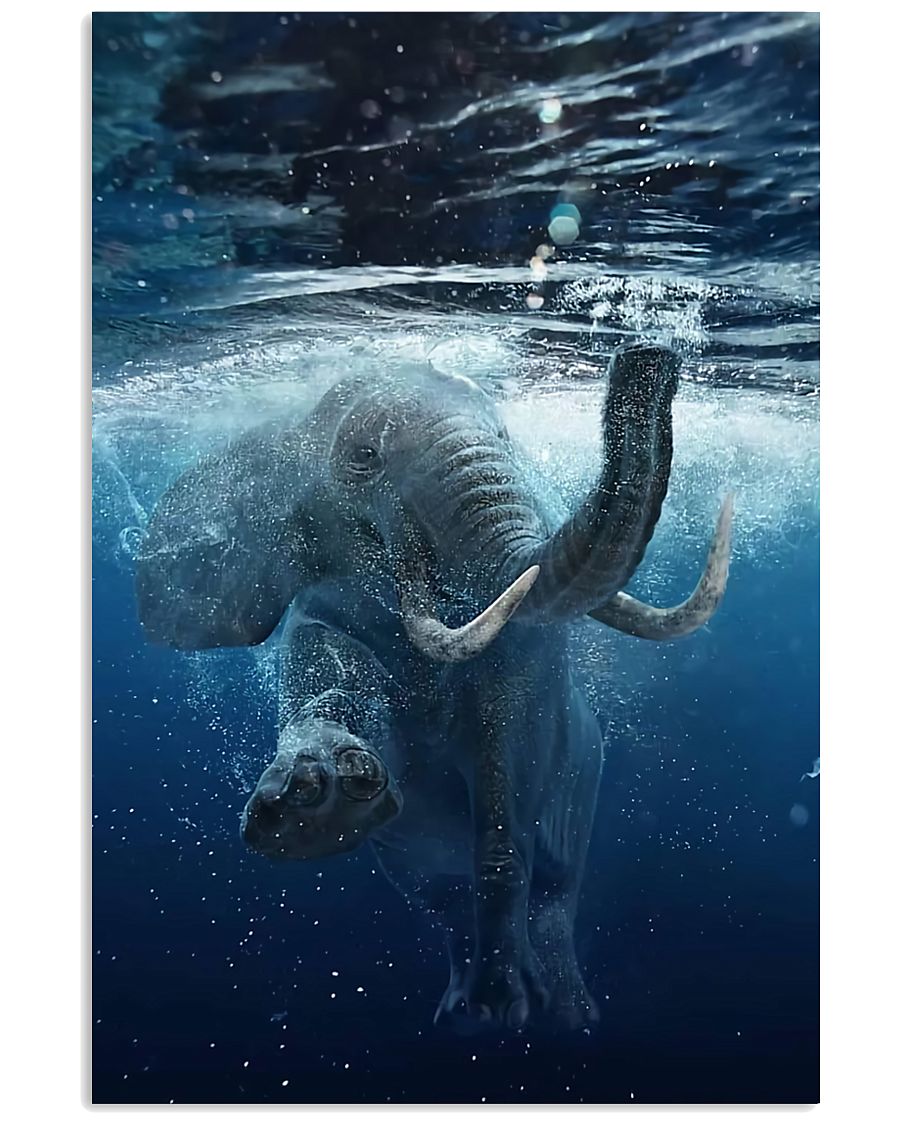 Elephant - Elephant swim in sea Poster - TL 16x24 Poster