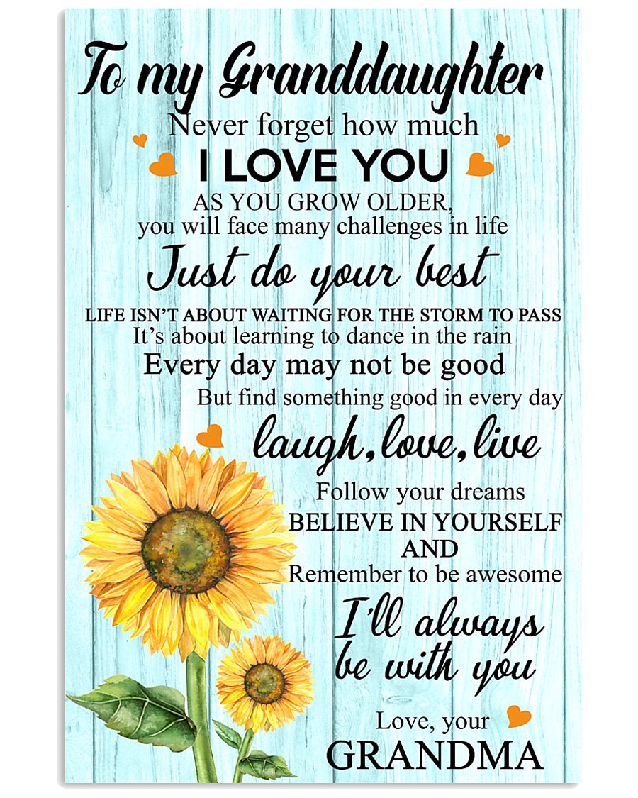 2 TO MY GRANDDAUGHTER I LOVE YOU POSTER 11x17 Poster