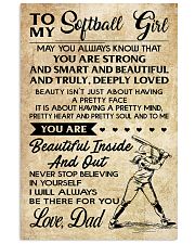 TO MY Softball Girl DAD 24x36 Poster front