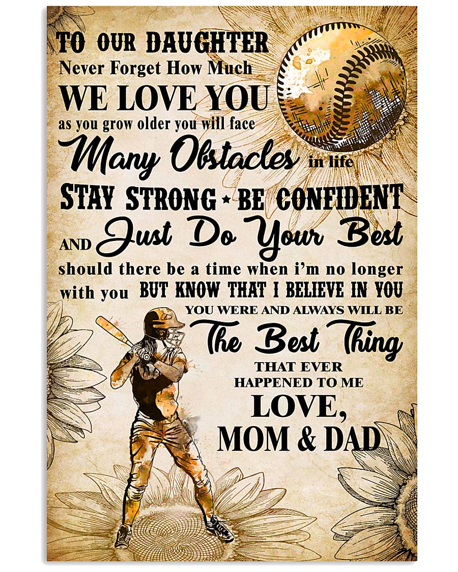 5 TO MY DAUGHTER - I LOVE YOU - Softball 11x17 Poster