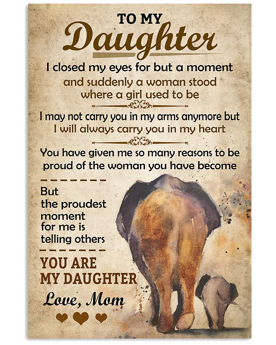 Elephant - To my Daughter Art Vintage Poster 11x17 Poster