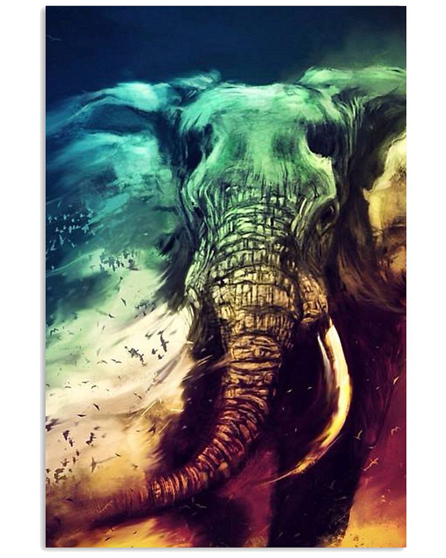 Elephants Broken Watercolor Poter 11x17 Poster