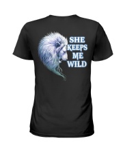 Family Dark And Light Couple Lion Keep She Back Ladies T-Shirt tile