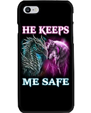 COUPLE HE KEEPS ME SAFE FOR HER Phone Case tile
