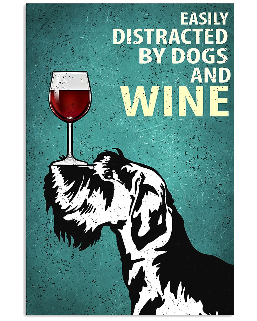 Schnauzer Dog And Wine Vintage Poster 11x17 Poster