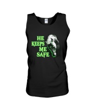 Horse He Keeps Me Safe Neon Green Unisex Tank tile