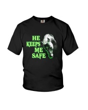 Horse He Keeps Me Safe Neon Green Youth T-Shirt tile