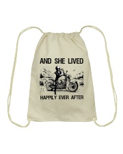 MOTORCYCLE AND SHE LIVED HAPPILY EVER AFTER Drawstring Bag tile