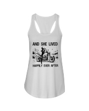 MOTORCYCLE AND SHE LIVED HAPPILY EVER AFTER Ladies Flowy Tank tile