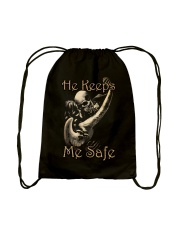 Skull He Keeps Me Safe Drawstring Bag tile