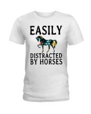 Easily Distracted By Horses Ladies T-Shirt tile