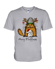 Merry Fluffmas Fluffy Cute Cats V-Neck T-Shirt tile