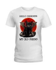 Cat Hello Darkness My Old Friend Blood Moon Ladies T-Shirt tile