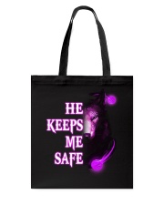 He Keeps Me Safe Dark Purple Tote Bag tile