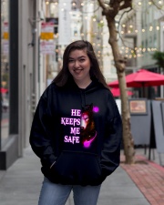 He Keeps Me Safe Red Pink Sky Hooded Sweatshirt lifestyle-unisex-hoodie-front-2