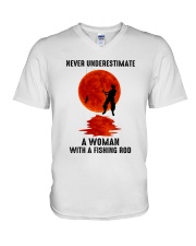 Fishing Never Underestimate A Fishing Girl V-Neck T-Shirt tile