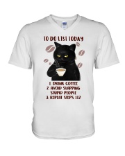 Cat To Do List Day Drink Coffee V-Neck T-Shirt tile