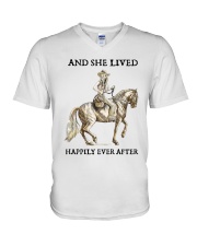 Horse And She Lived Happily Ever After V-Neck T-Shirt tile