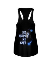 Couple He Keeps Me Safe Luster Dark Blue Back Ladies Flowy Tank tile
