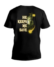 Couple He Keeps Me Safe Gold V-Neck T-Shirt tile