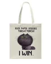 CAT ROCK PAPER SCISSORS THROAT PUNCH I WIN Tote Bag tile