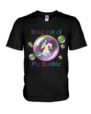Unicorn Stay Out Of My Bubble V-Neck T-Shirt tile