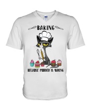 BAKING BECAUSE MURDER IS WRONG V-Neck T-Shirt tile