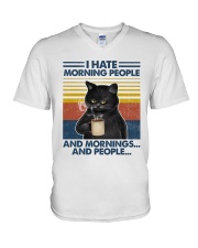 Cat I Hate People And Morning V-Neck T-Shirt tile