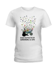 Gardening Easily Distracted By Gardening And Cats Ladies T-Shirt tile