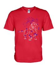 Dachshund 4th Of July Star Light V-Neck T-Shirt tile