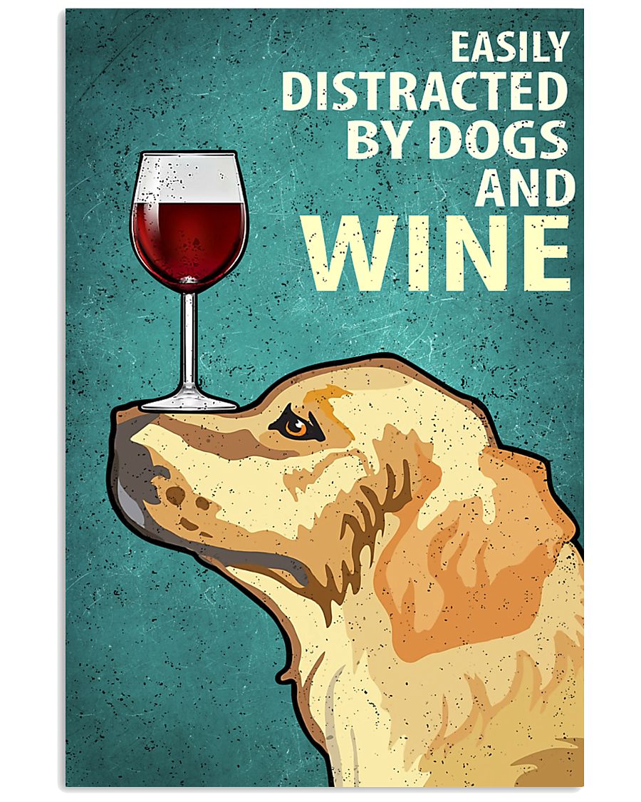 Golden Dog And Wine Vintage Poster 11x17 Poster