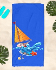 Shop Sailboat Beach Towel for seaside or Sailing Beach Towel aos-towelbeach-vertical-front-lifestyle-2