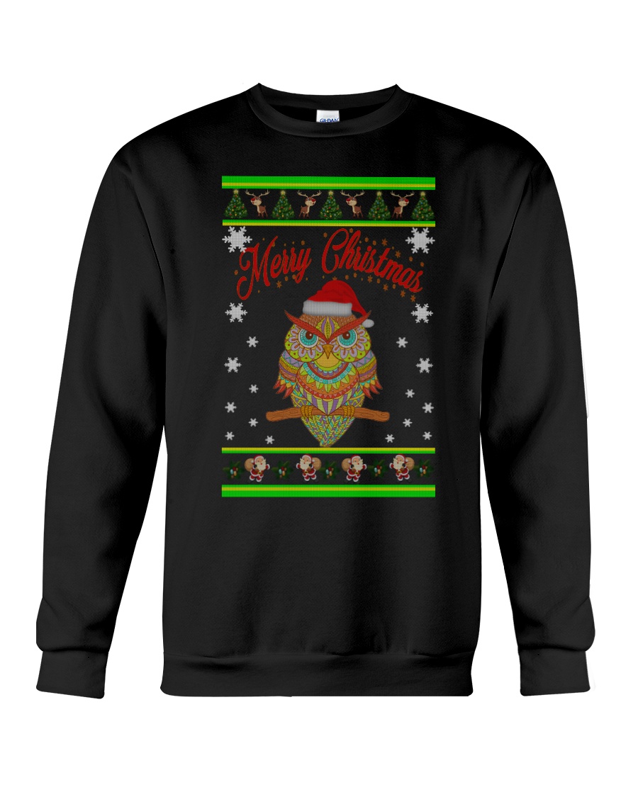 Owl Merry Christmas Hoodies Crewneck Sweatshirt