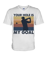 Your Hole Is My Goal Funny V-Neck T-Shirt tile