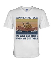 Sloth Kayak Team V-Neck T-Shirt tile