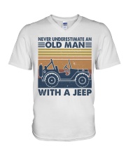 Never Underestimate A Old Man V-Neck T-Shirt thumbnail